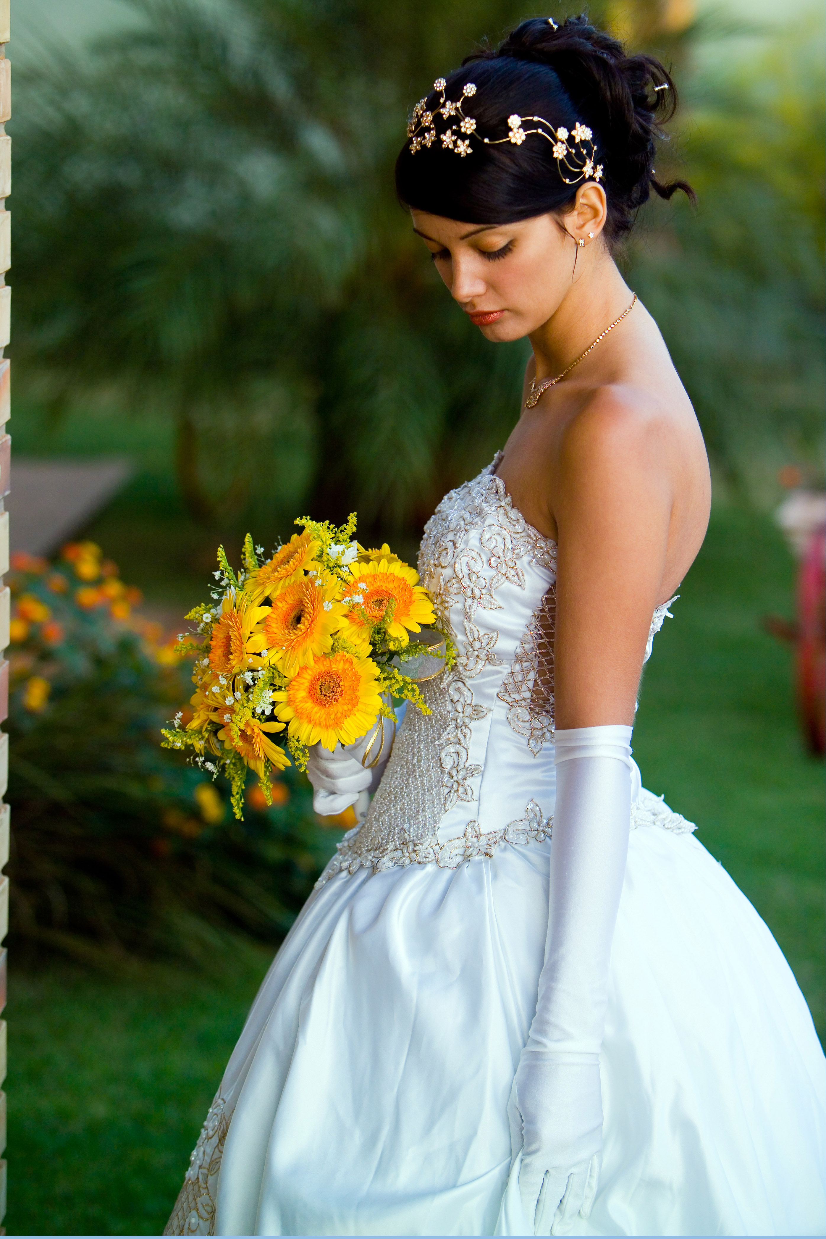 Plus-size bride in wedding dress